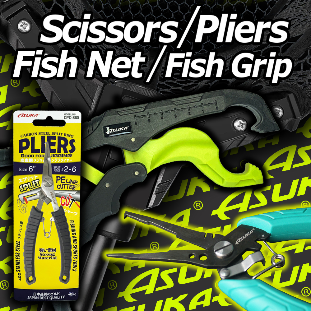 Asuka Fishing - Scissors / Pliers / Fish Net / Fish Grip  Asuka Fishing  - Scissors / Pliers / Fish Net / Fish Grip