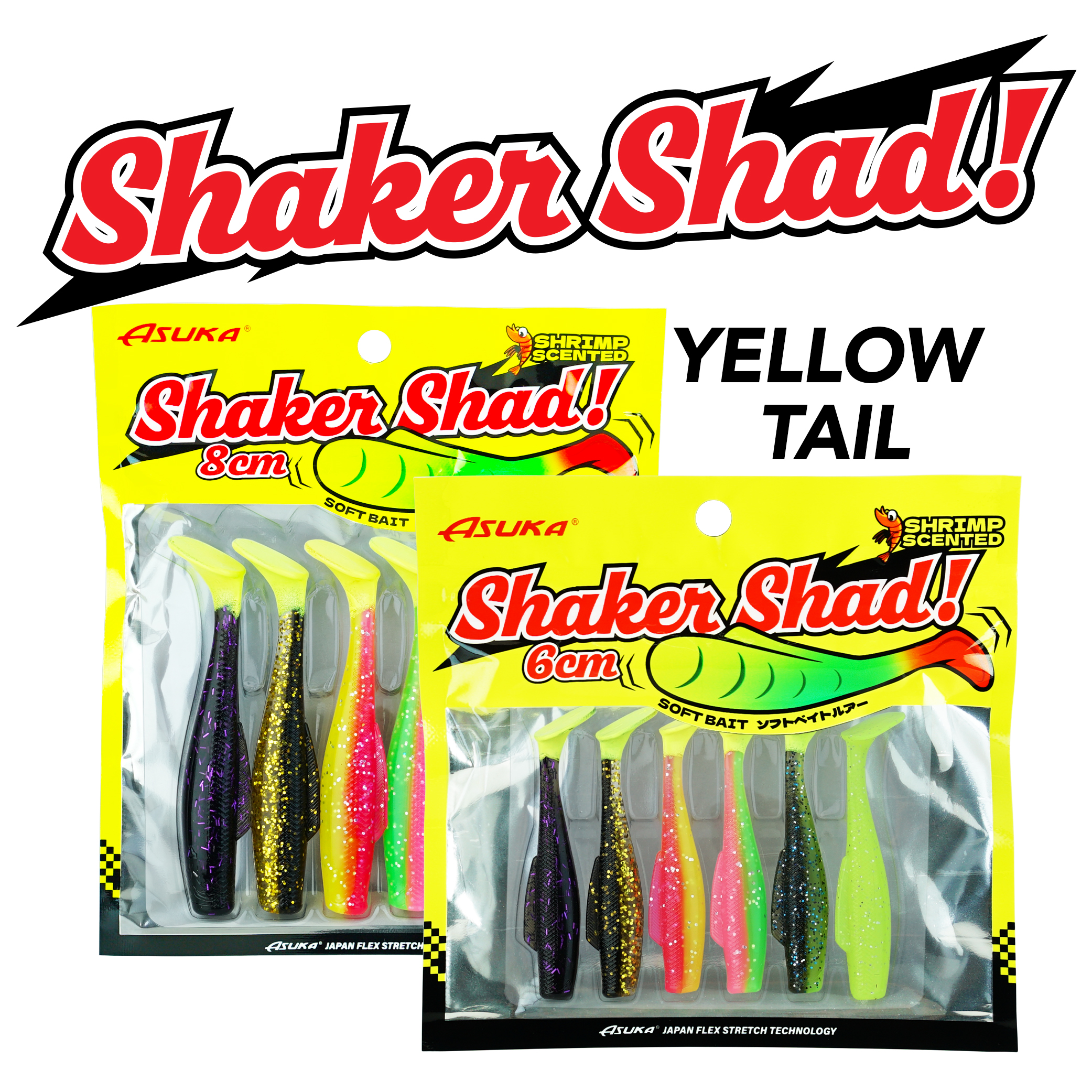Asuka Fishing  | Asuka Shaker Shad Yellow Tail 2  6/8cm