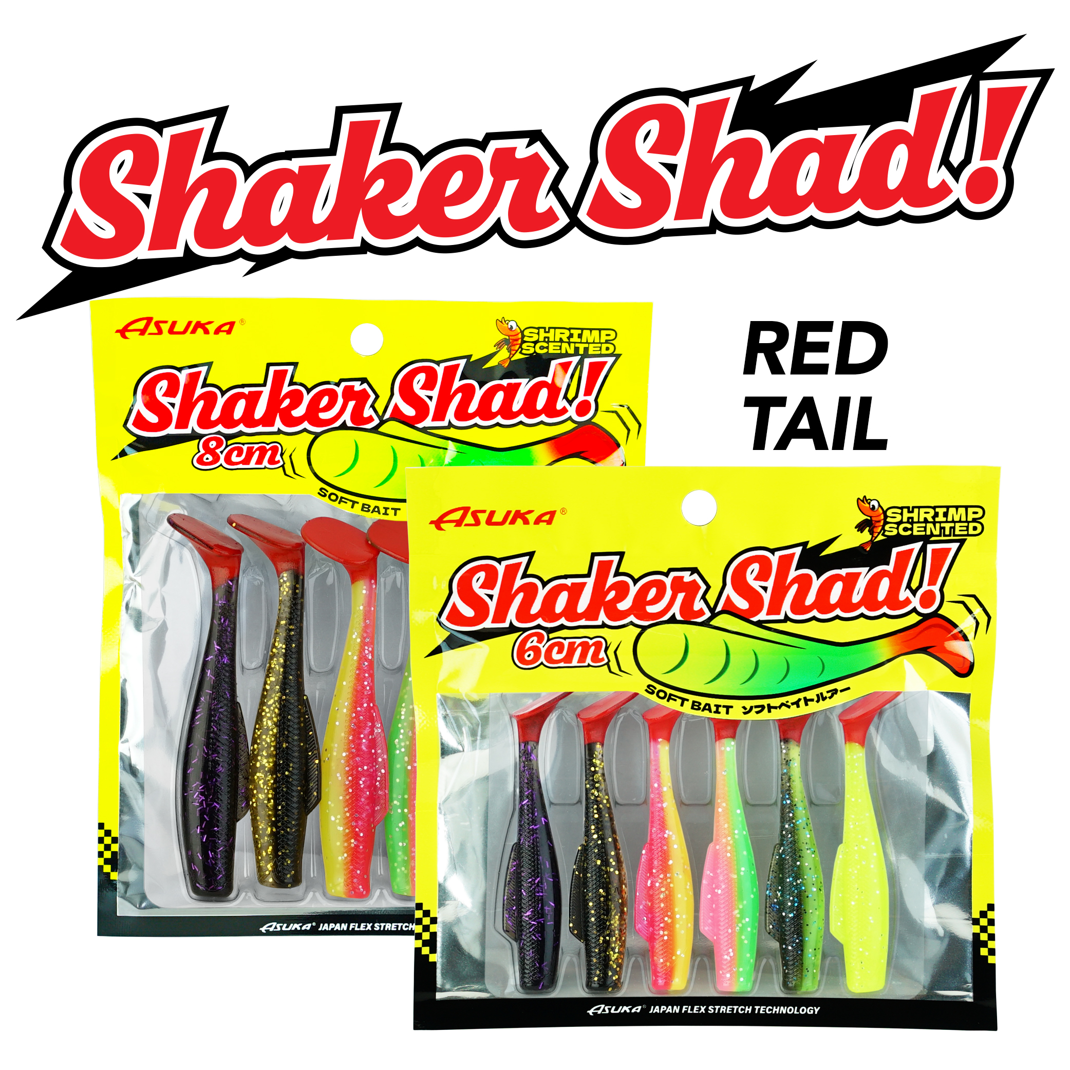 Asuka Fishing  | Asuka Shaker Shad Red Tail  2  6/8cm