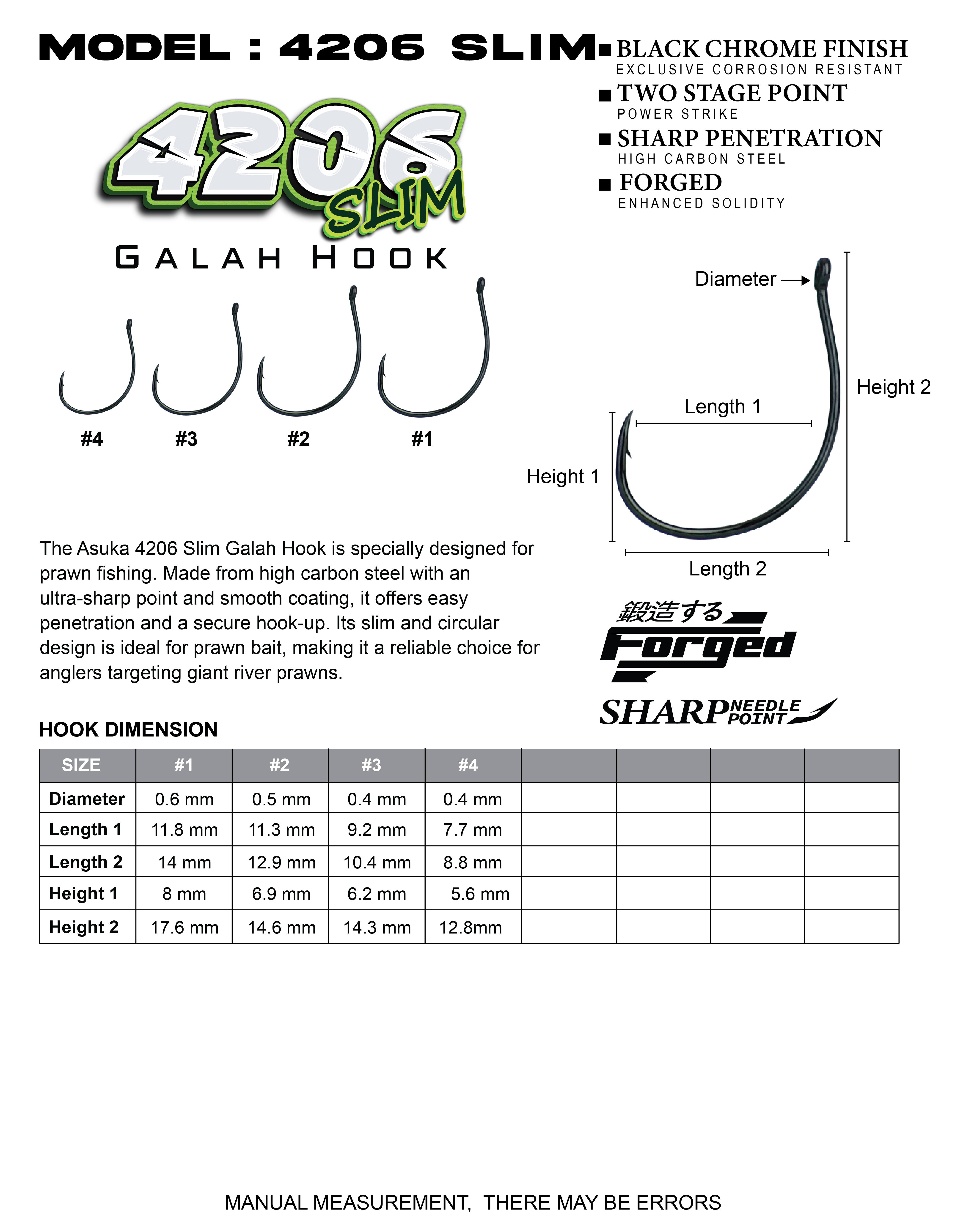 Asuka 4206 Slim Galah Hook | Asuka 