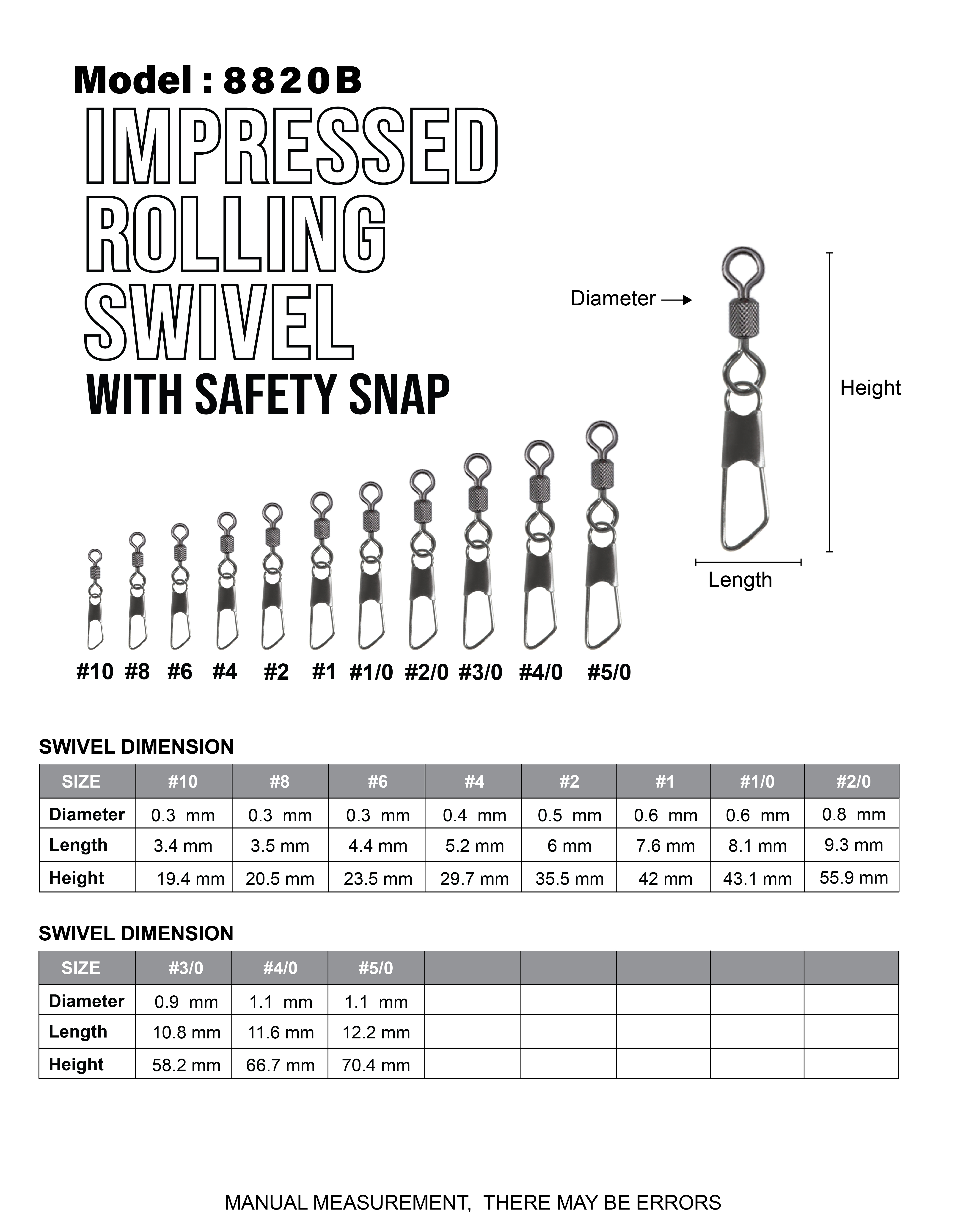 Asuka Brass Impressed Rolling Swivel with Safety Snap  | Asuka 