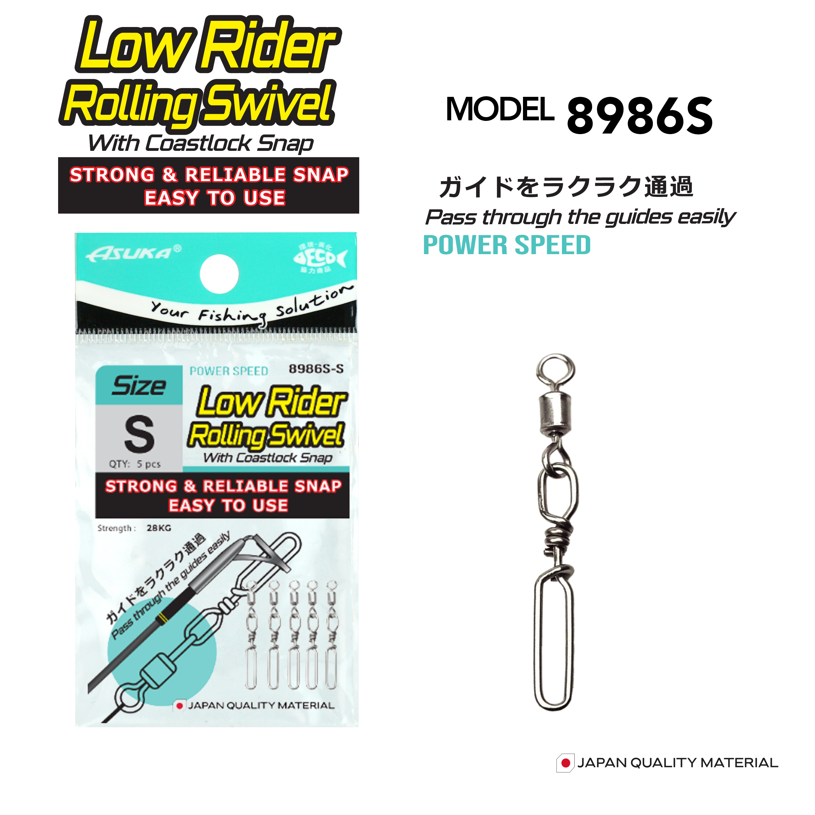 Asuka Fishing  | Asuka Low Rider Rolling Swivel with Coastlock Snap