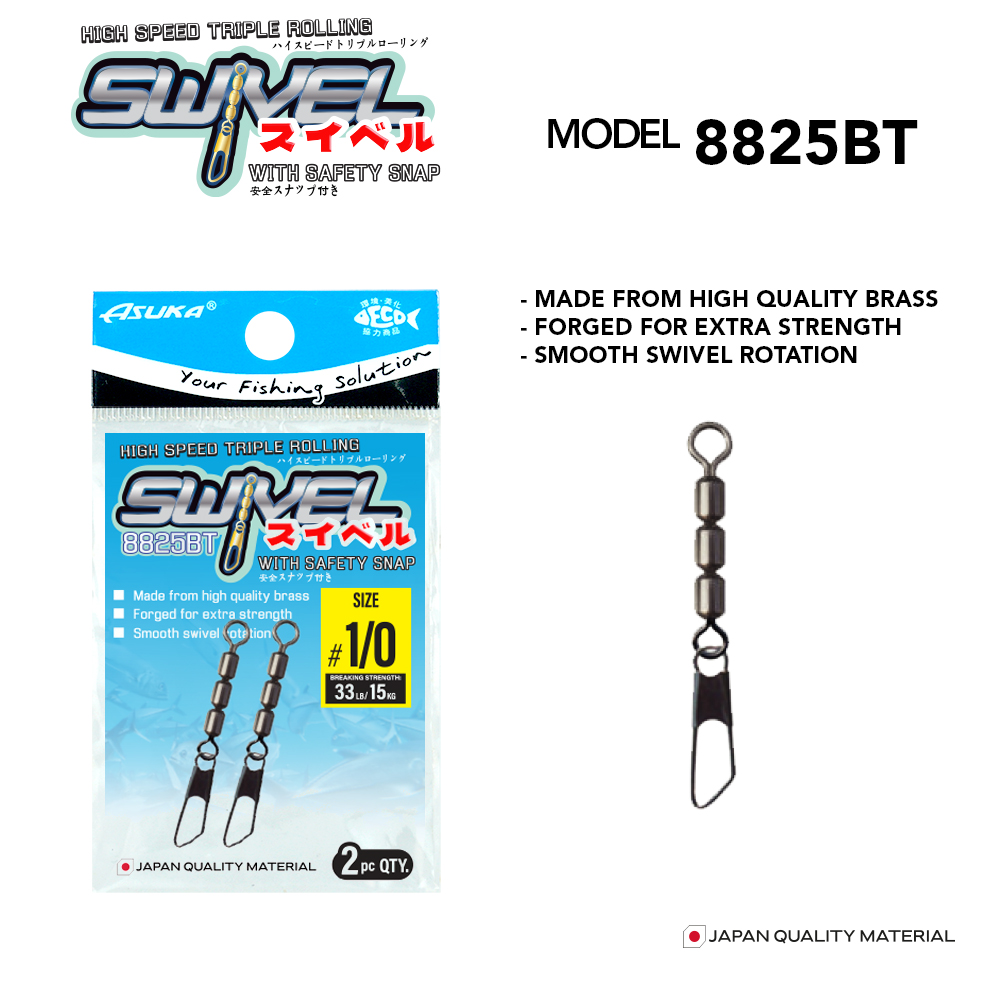 Asuka Fishing  | Asuka High Speed Triple Rolling Swivel with Safety Snap 8825BT