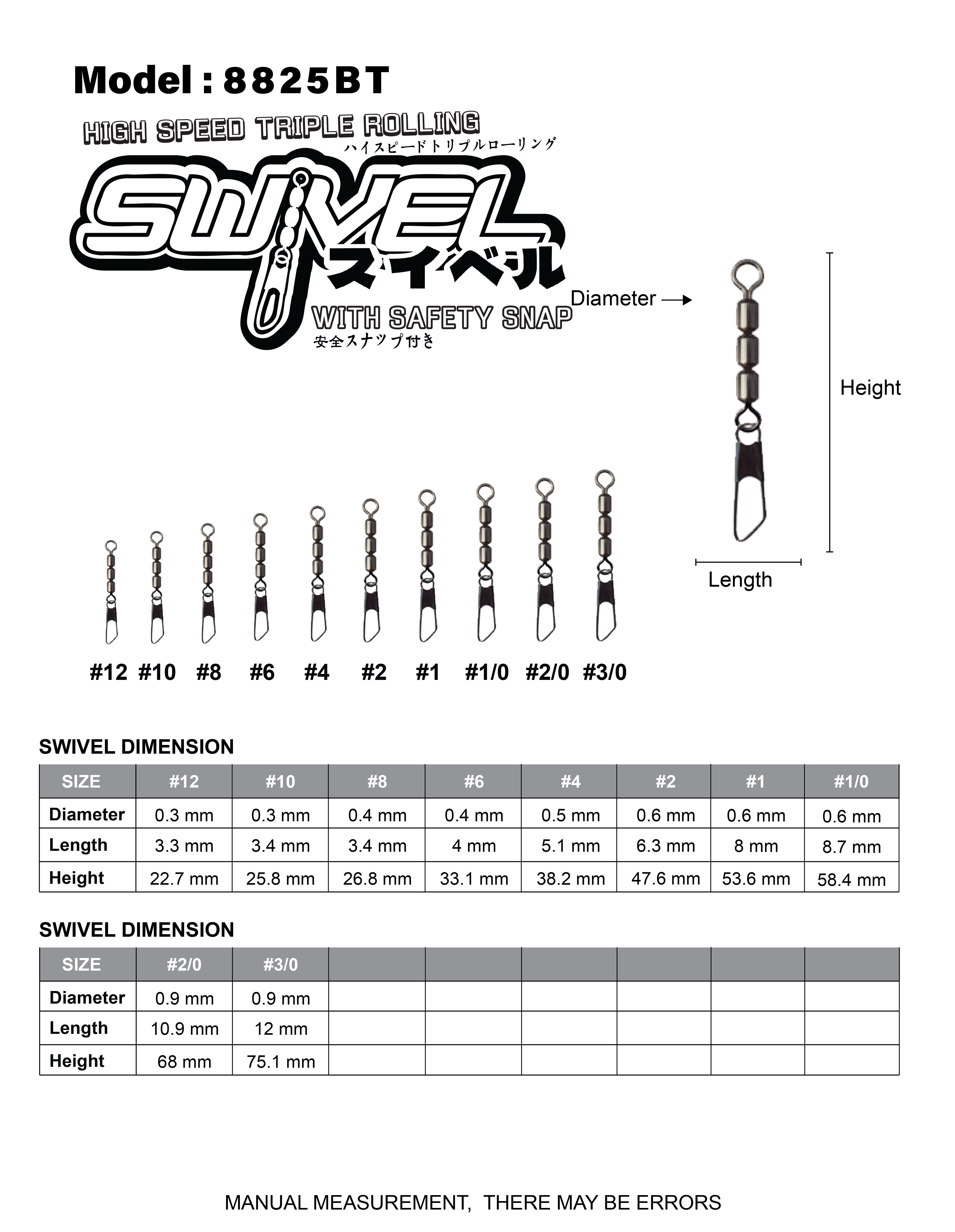 Asuka High Speed Triple Rolling Swivel with Safety Snap 8825BT | Asuka 