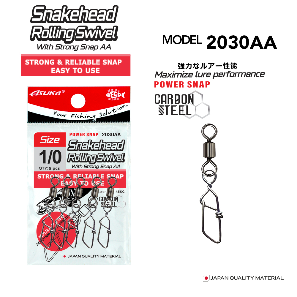 Asuka Fishing  | Asuka Snake Head Rolling Swivel with Strong Snap AA 2030AA