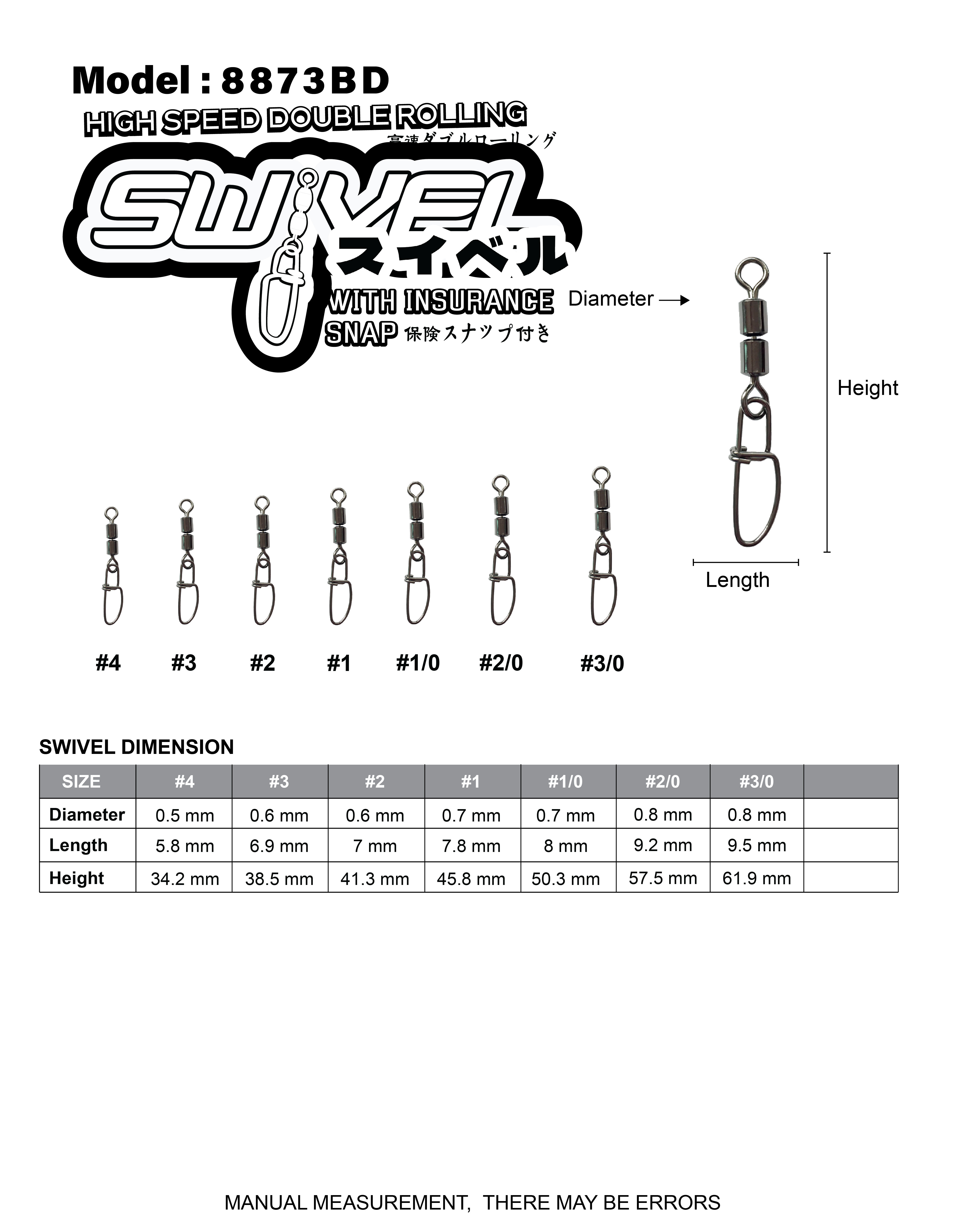 Asuka High Speed Double Rolling Swivel with Insurance Snap 8873BD | Asuka 