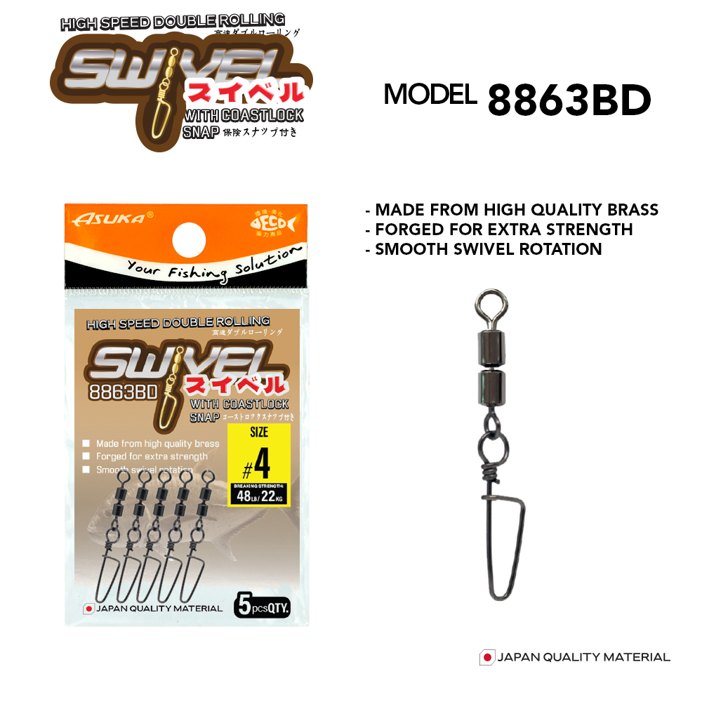 Asuka Fishing  | Asuka High Speed Double Rolling Swivel with Coastlock Snap 8863BD