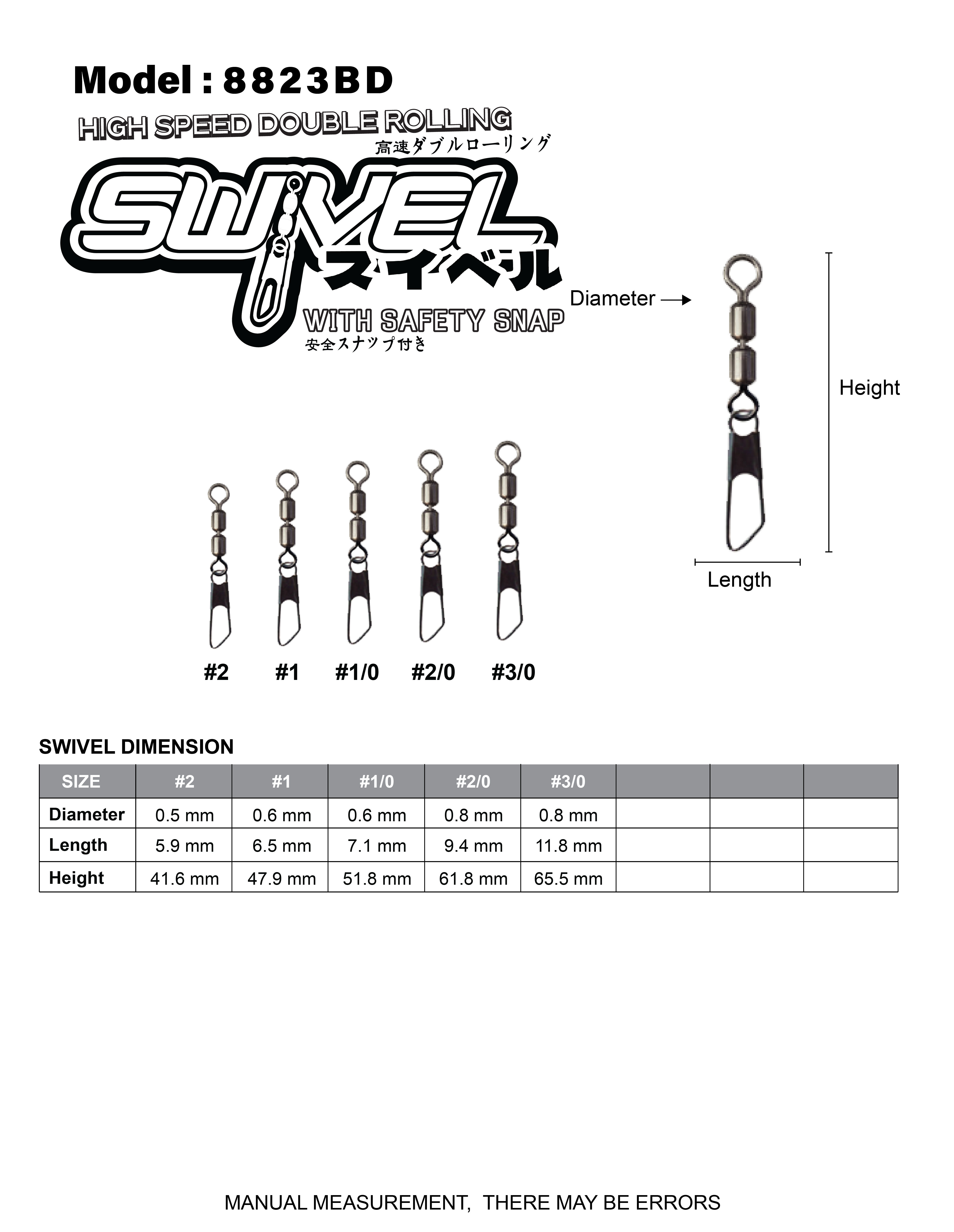 Asuka High Speed Double Rolling Swivel with Safety Snap 8823BD | Asuka 