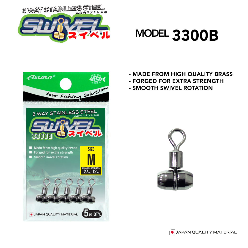 Asuka Fishing  | Asuka Brass 3 Way Stainless Steel Swivel 3300B